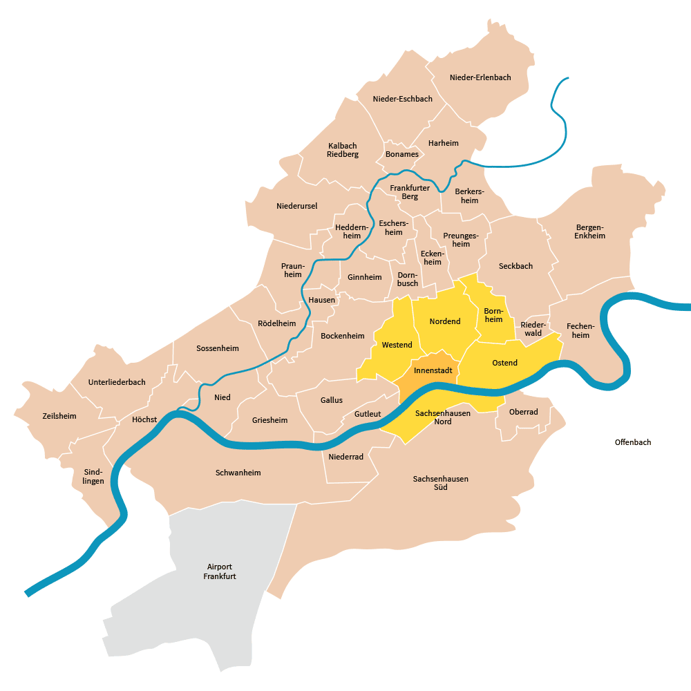 Districts map of Frankfurt